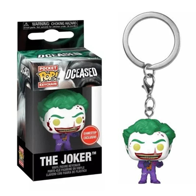 FUNKO POP Movies Suicide Squad The Joker Harley Quinn King Shark Keychain Toy Action Figure Collection Toys for Kids with Box