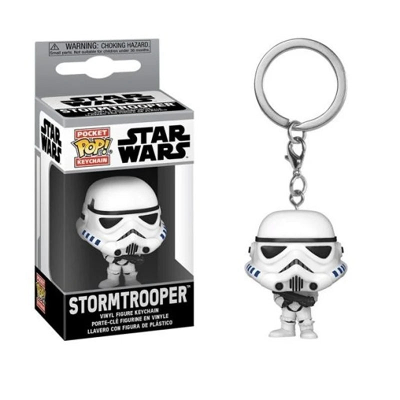 FUNKO Keychain Star Wars White Pawns Mandalorian Darth Vader Keychain PVC Action Figure Collection Model Toys For Children POP