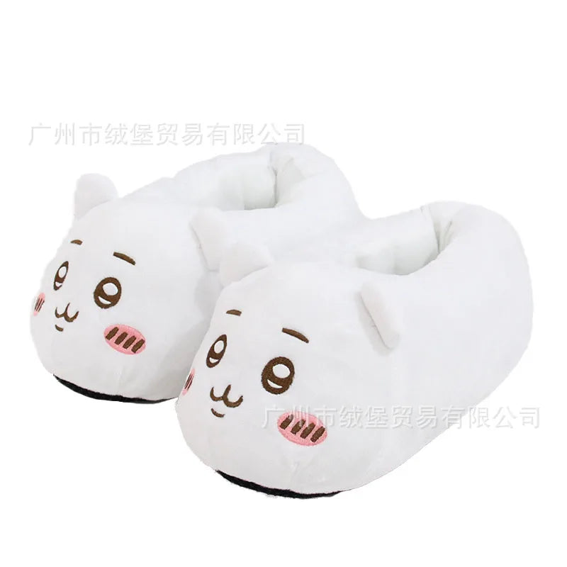 Anime Chiikawa Hachiware Women Plush Slippers Kawaii Usagi Cartoon Couple Comfort Home Warm Cute Girl Cotton Slippers Gifts