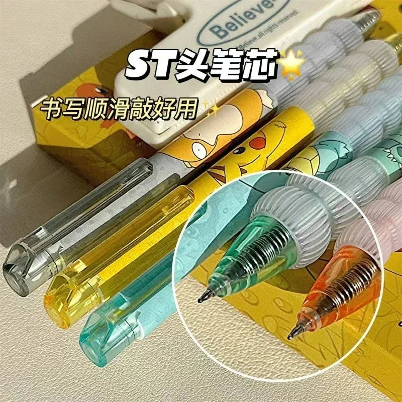 5pcs Pokemon Pens Pikachu Squirtle Charmander Cute Press Gel Pen Set Anime Cartoon School Office Stationery Supplies Kids Gifts
