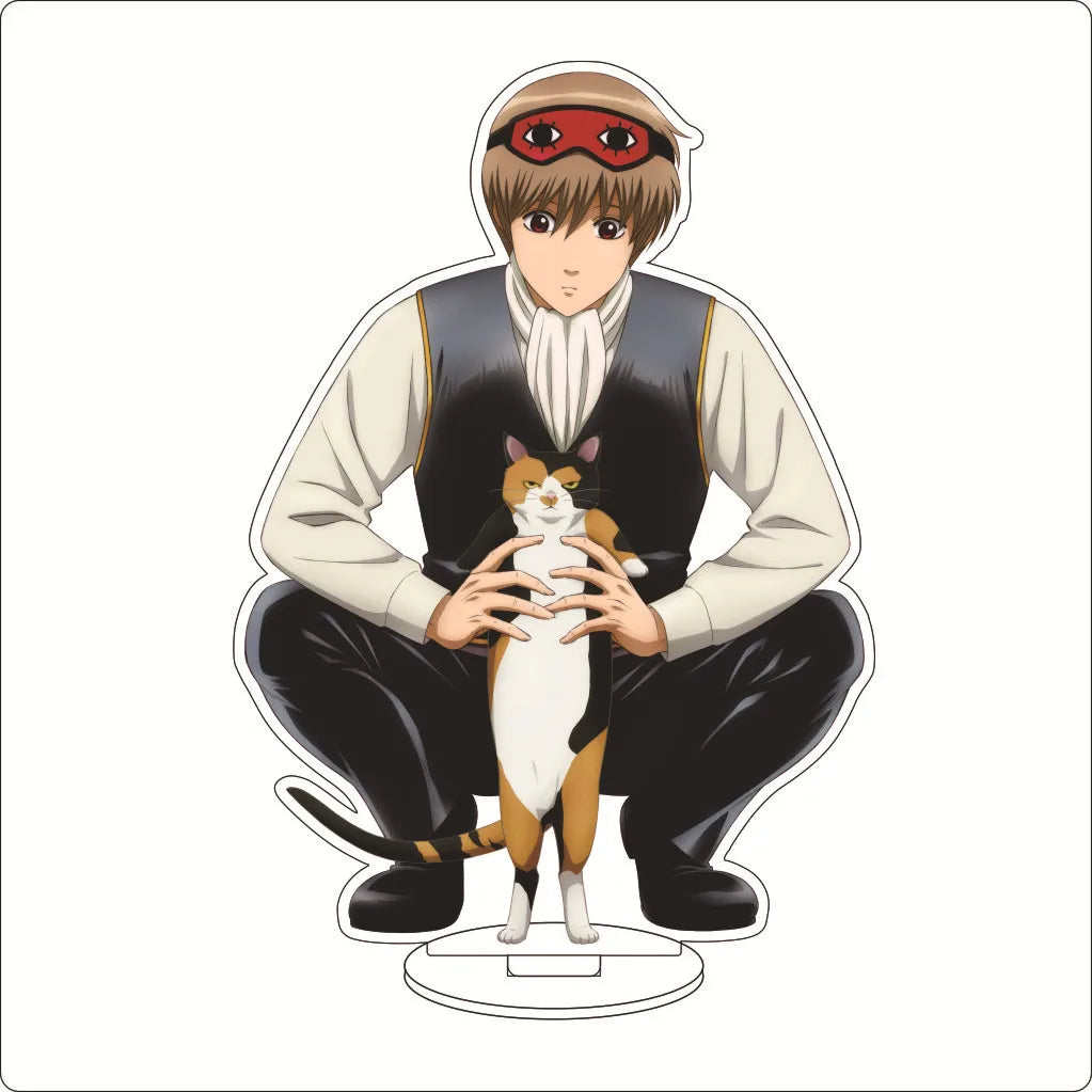 16CM Anime Gintama Sakata Gintoki Shimura Shinpachi Kagura Kondou Isao Okita Sougo Cos Acrylic Figure Stand Ornaments Gifts
