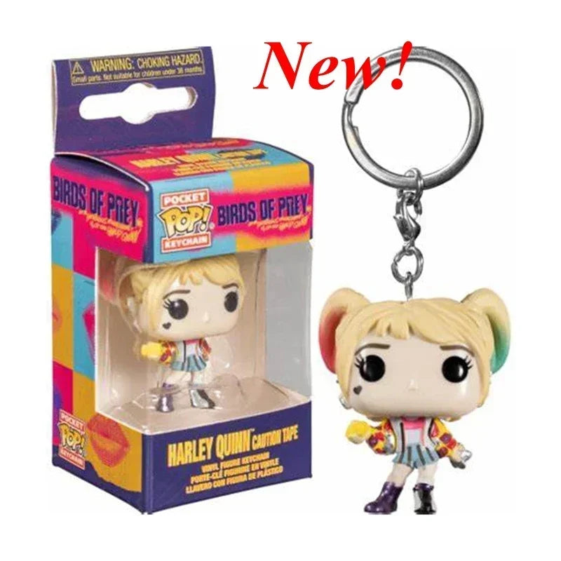 FUNKO POP Movies Suicide Squad The Joker Harley Quinn King Shark Keychain Toy Action Figure Collection Toys for Kids with Box