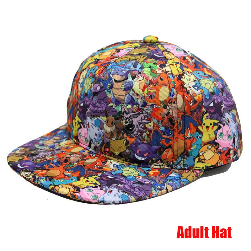 Anime Figure Pokemon Baseball Cap Pikachu Hat Adjustable Pokemon Cosplay Hip Hop Cartoon Adult Hats Boy Girl Kids Birthday Gifts