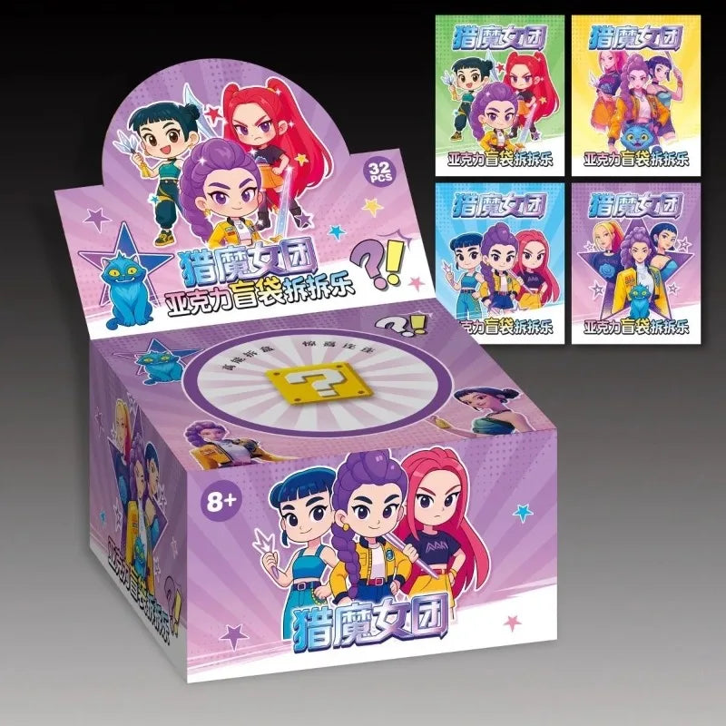 32 Pack Blind Bag Acrylic Keychain Mystery Grab Bag for School Backpack Anime Kids Gift Collectibl