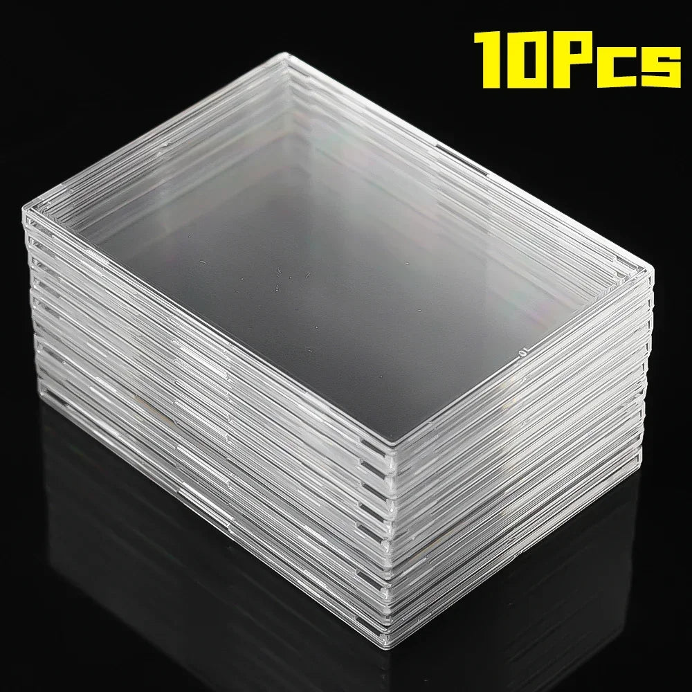 Clear Acrylic Card Holder Snap Type Gaming Sports Trading Card Display Case Kpop Idol Photo Protective Sleeves Not Magnetic