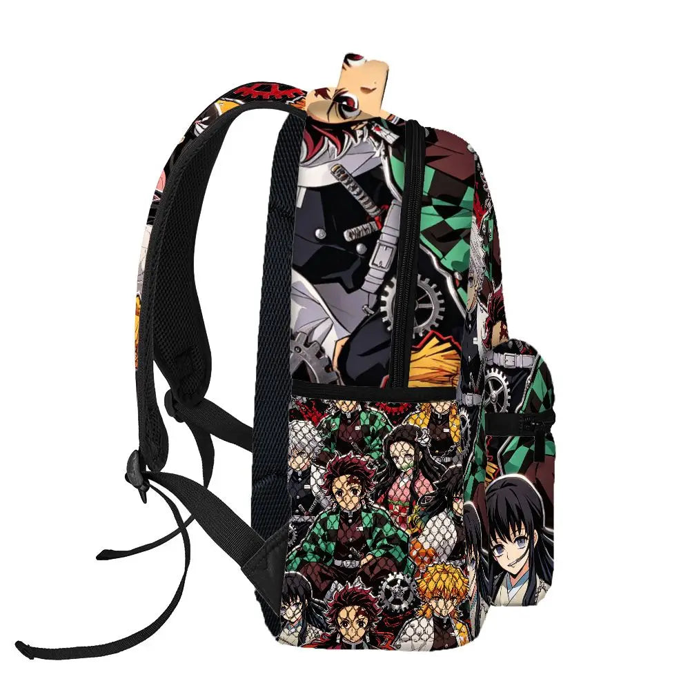Demon Slayer Anime Backpack Tanjirou Nezuko Print School Bag for Teen Large Capacity Travel Rucksack Mochilas Casual Daypack