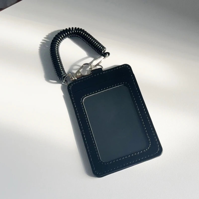 New Pu Black card holder album storage Key ring pendant Korean Kpop Card Sleeve with Protective Film Idol Photo Game Card Cover