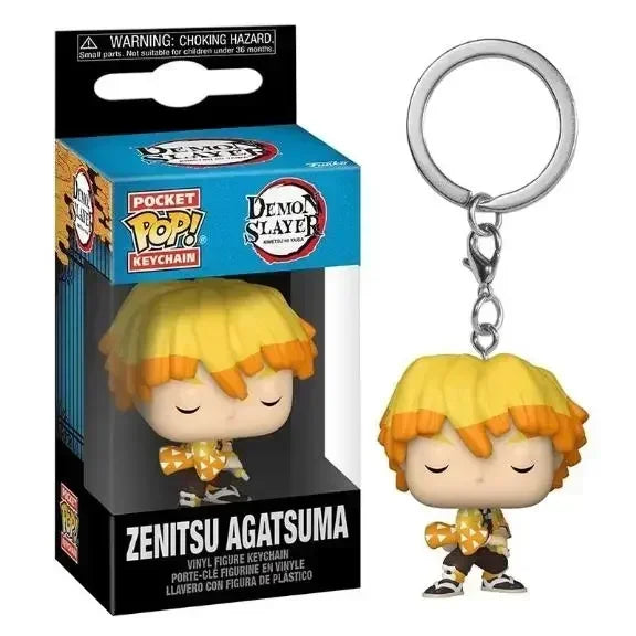 FUNKO POP Demon Slayer Nezuko Kamado Zenistu Agatsuma Tanjiro Inosuke Hashibira Pocket Pop Keychain Collection Model Doll Toy