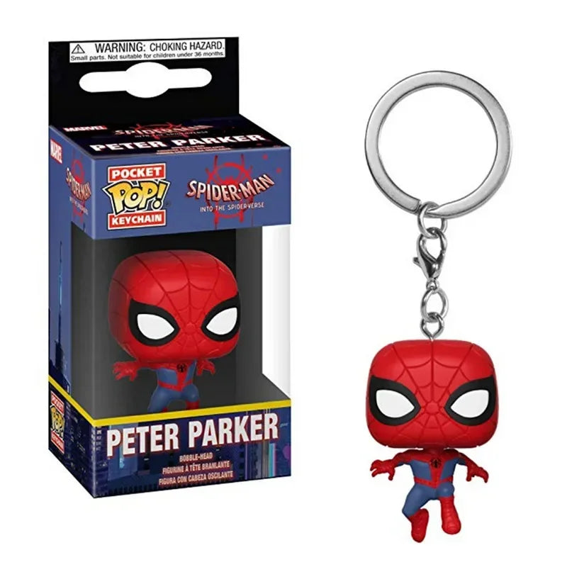 FUNKO POP The Avengers Marvels Iron Man Rocket Spider-man Hulk Loki Thor Captain America Panther Pocket Keychain Model Toys Gift
