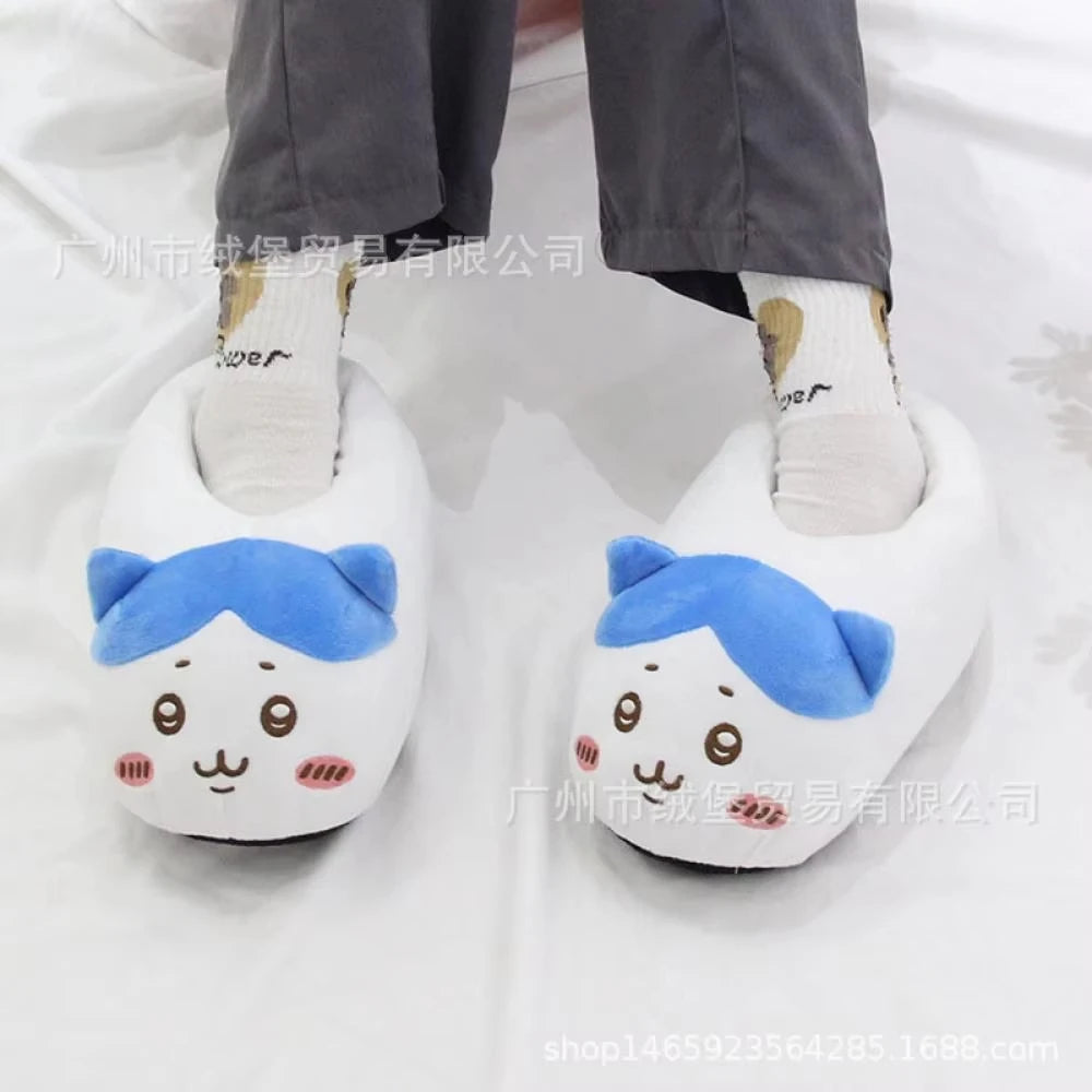 Anime Chiikawa Hachiware Women Plush Slippers Kawaii Usagi Cartoon Couple Comfort Home Warm Cute Girl Cotton Slippers Gifts