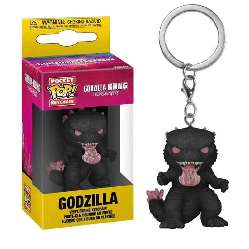 New Hot FUNKO POP Pocet! Keychains Movies the New Empire Godzilla VS. Kong Keychain Godzilla Kong Action Figure Keychains Toys