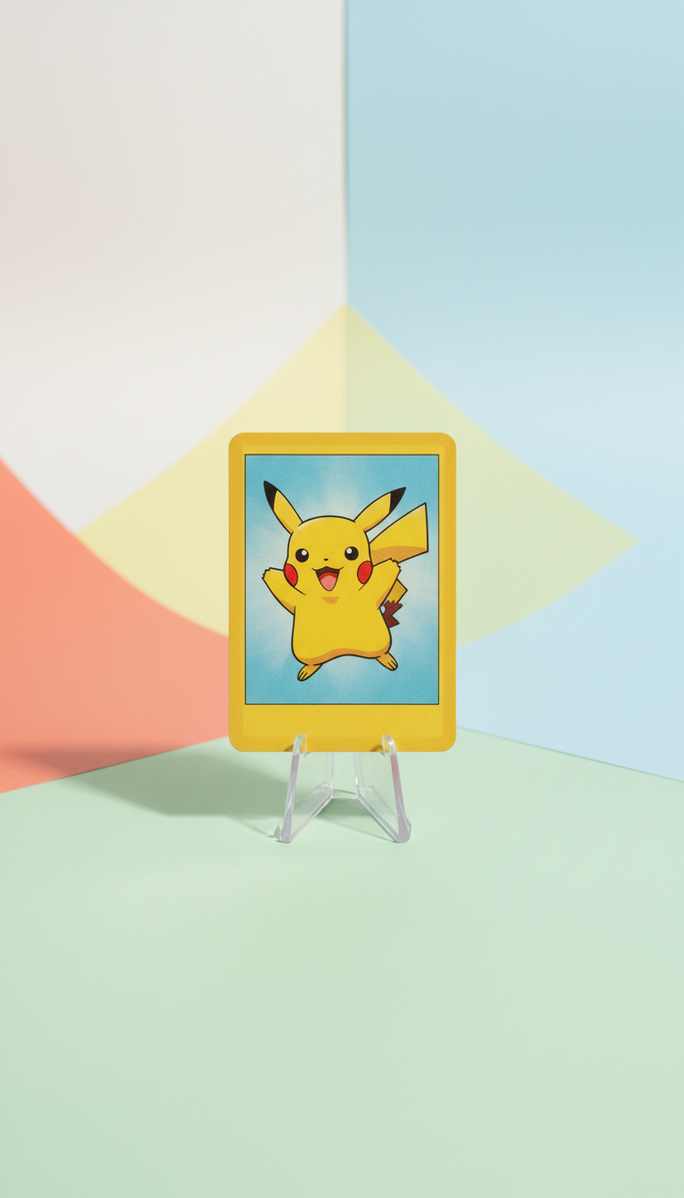 Ungraded Pikachu Card On Acrylic Stand