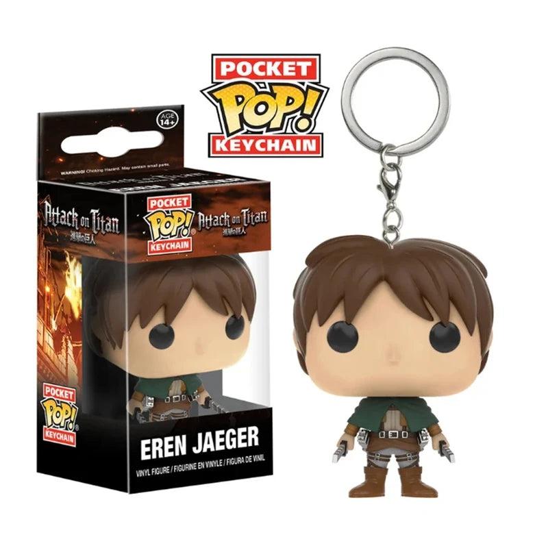 Funko Keychains Attack on Titan Levi Eren Jaeger Annie Leonhart Hatsune.Miku Action Figure Keychain Pocket Toys Dolls Keyring