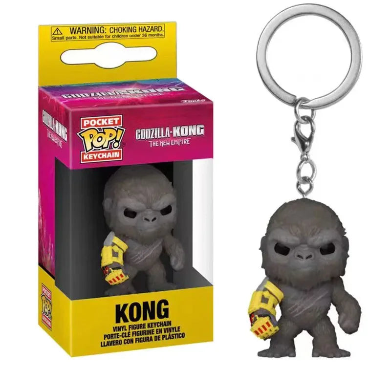 New Hot FUNKO POP Pocet! Keychains Movies the New Empire Godzilla VS. Kong Keychain Godzilla Kong Action Figure Keychains Toys