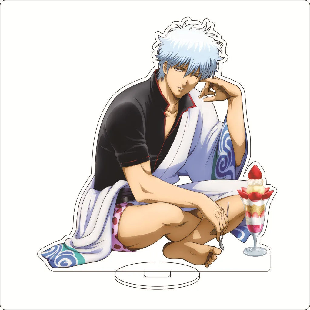 16CM Anime Gintama Sakata Gintoki Shimura Shinpachi Kagura Kondou Isao Okita Sougo Cos Acrylic Figure Stand Ornaments Gifts