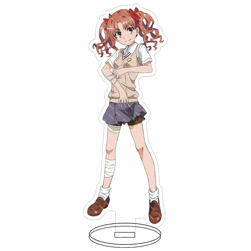 16CM Anime Figure A Certain Scientific Railgun‌ Misaka Mikoto Shirai Kuroko Uiharu Kazari Cos Acrylic Stand Ornaments Gifts