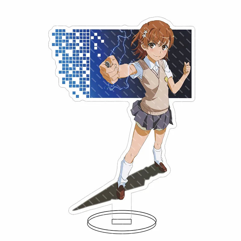 16CM Anime Figure A Certain Scientific Railgun‌ Misaka Mikoto Shirai Kuroko Uiharu Kazari Cos Acrylic Stand Ornaments Gifts
