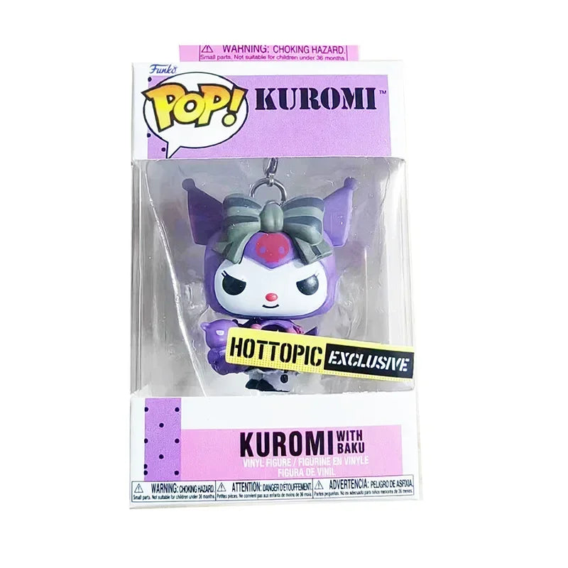 Funko Pop My Melody Kuromi with Baku Keychain Toy Hello Kitty Pochacco Devil Kuromi Pocket Pop Keychain Collectible Model Toys