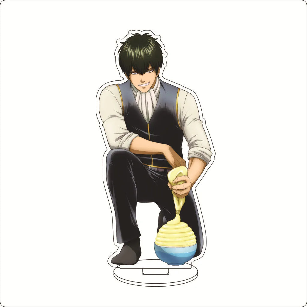 16CM Anime Gintama Sakata Gintoki Shimura Shinpachi Kagura Kondou Isao Okita Sougo Cos Acrylic Figure Stand Ornaments Gifts