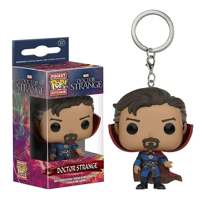 FUNKO POP The Avengers Marvels Iron Man Rocket Spider-man Hulk Loki Thor Captain America Panther Pocket Keychain Model Toys Gift