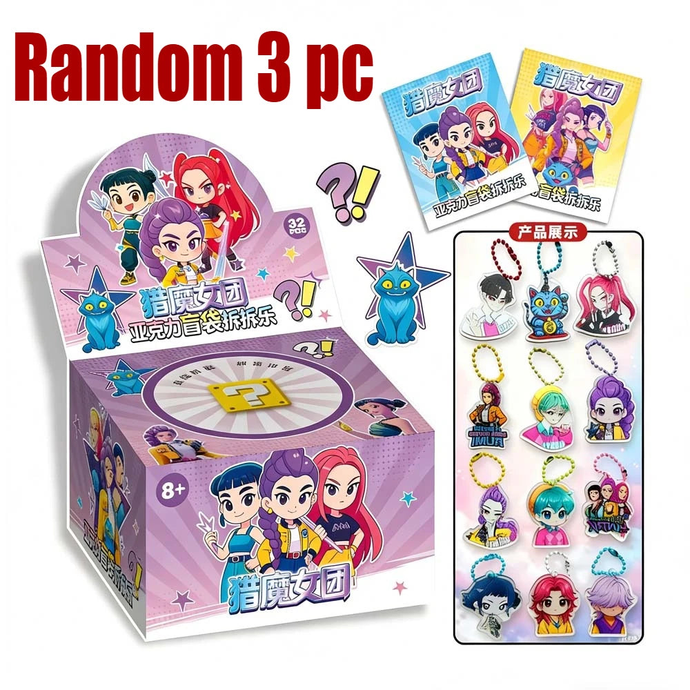 32 Pack Blind Bag Acrylic Keychain Mystery Grab Bag for School Backpack Anime Kids Gift Collectibl