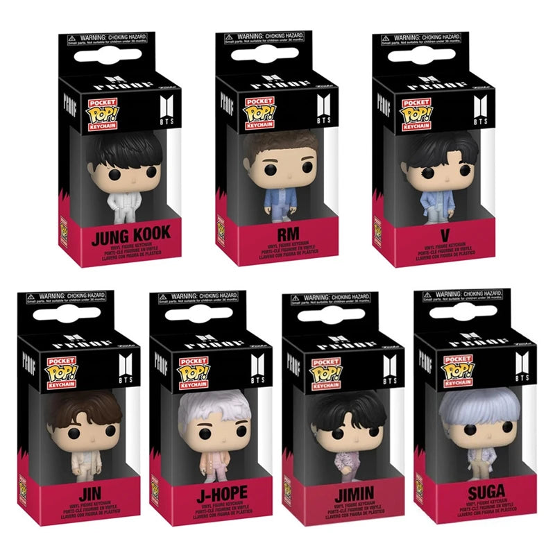 Funko POP Pocket Keychain Toy Men's Team RM SUGA JUNG KOOK JIMIN Jin V J-HOPE Pocket Pop Keychain Vinyl Figure Collection Toys