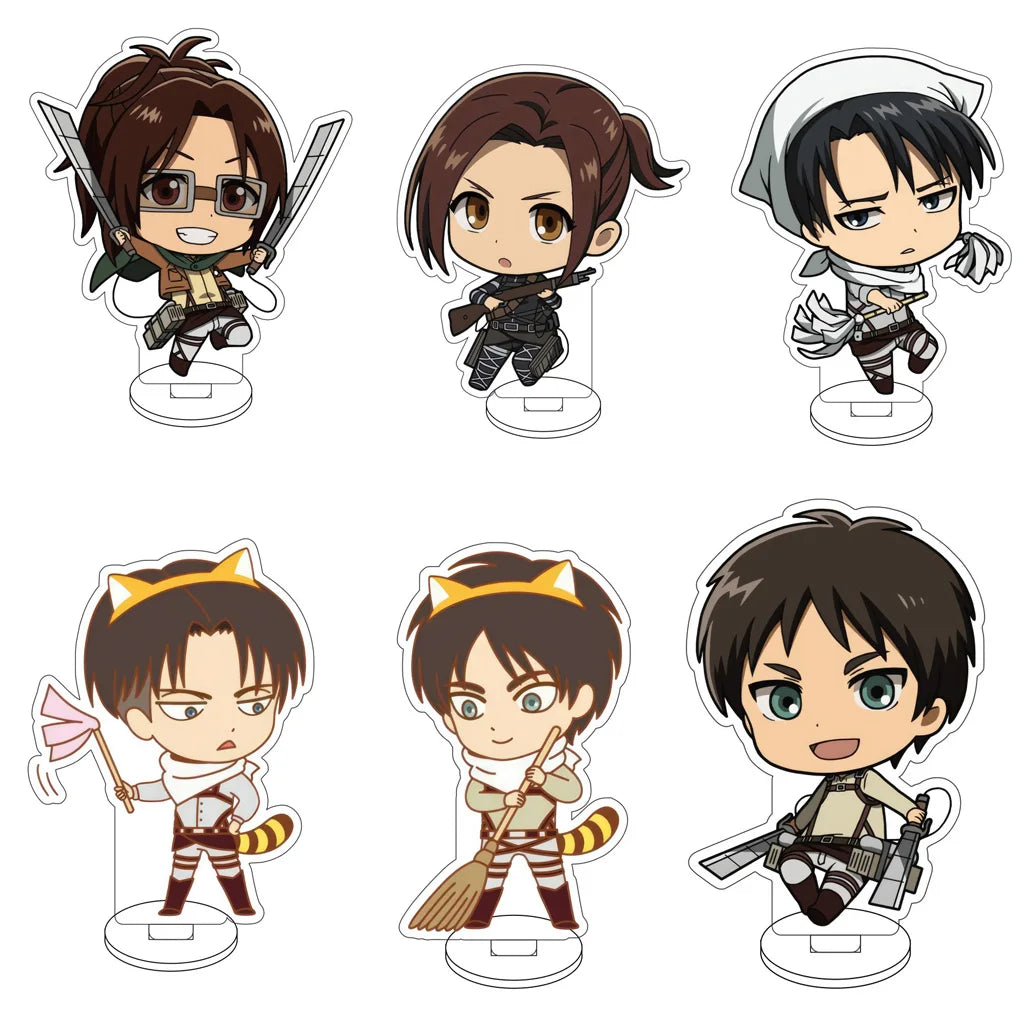 10CM Anime Attack on Titan Eren Jaeger Hange Zoë Mikasa Ackerman Armin Arlert Cos Acrylic Figure Stand Cute Gifts Ornaments