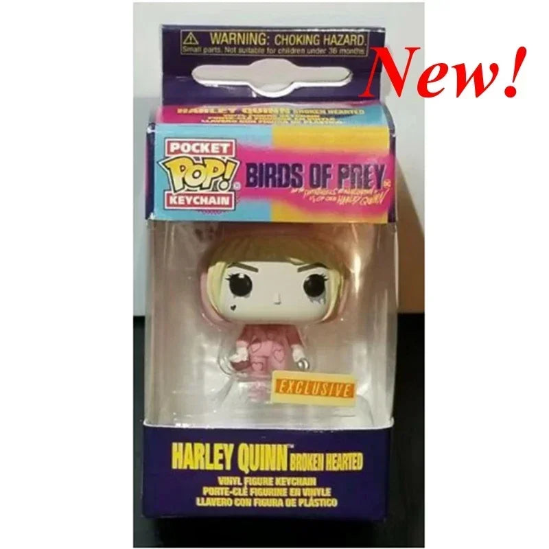 FUNKO POP Movies Suicide Squad The Joker Harley Quinn King Shark Keychain Toy Action Figure Collection Toys for Kids with Box