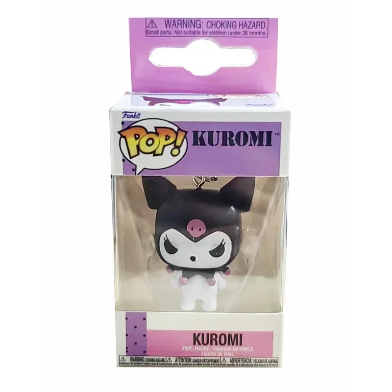 Funko Pop My Melody Kuromi with Baku Keychain Toy Hello Kitty Pochacco Devil Kuromi Pocket Pop Keychain Collectible Model Toys