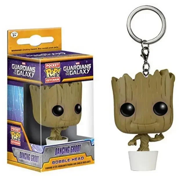 FUNKO POP The Avengers Marvels Iron Man Rocket Spider-man Hulk Loki Thor Captain America Panther Pocket Keychain Model Toys Gift