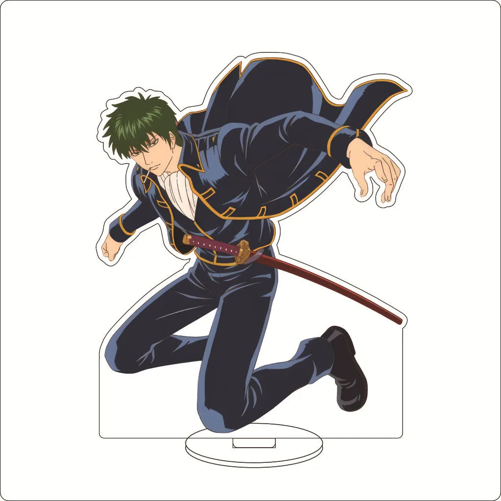 16CM Anime Gintama Sakata Gintoki Shimura Shinpachi Kagura Kondou Isao Okita Sougo Cos Acrylic Figure Stand Ornaments Gifts