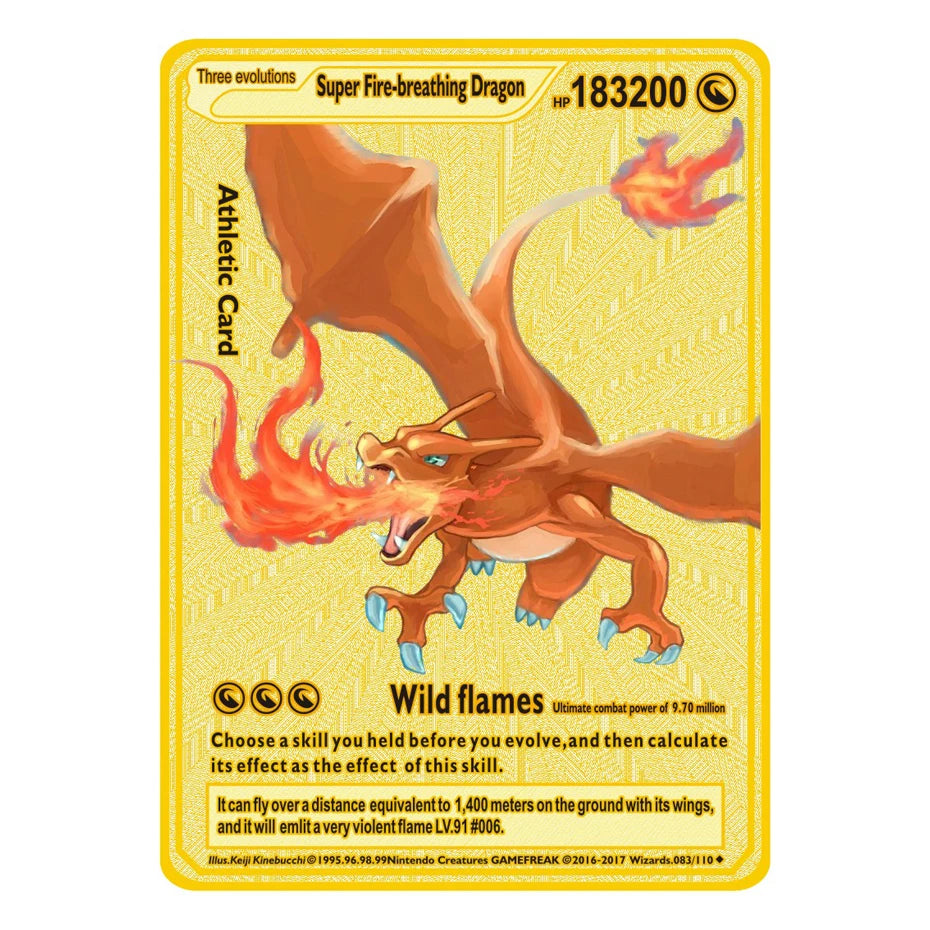 2026 NEW Pokemon Metal Card 10000 Points Arceus Charizard Super Card Golden English Mewtwo Vmax GX EX Anime Collection Card Gift