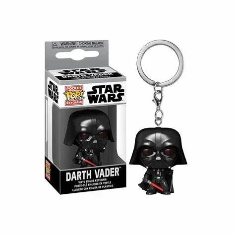 FUNKO Keychain Star Wars White Pawns Mandalorian Darth Vader Keychain PVC Action Figure Collection Model Toys For Children POP