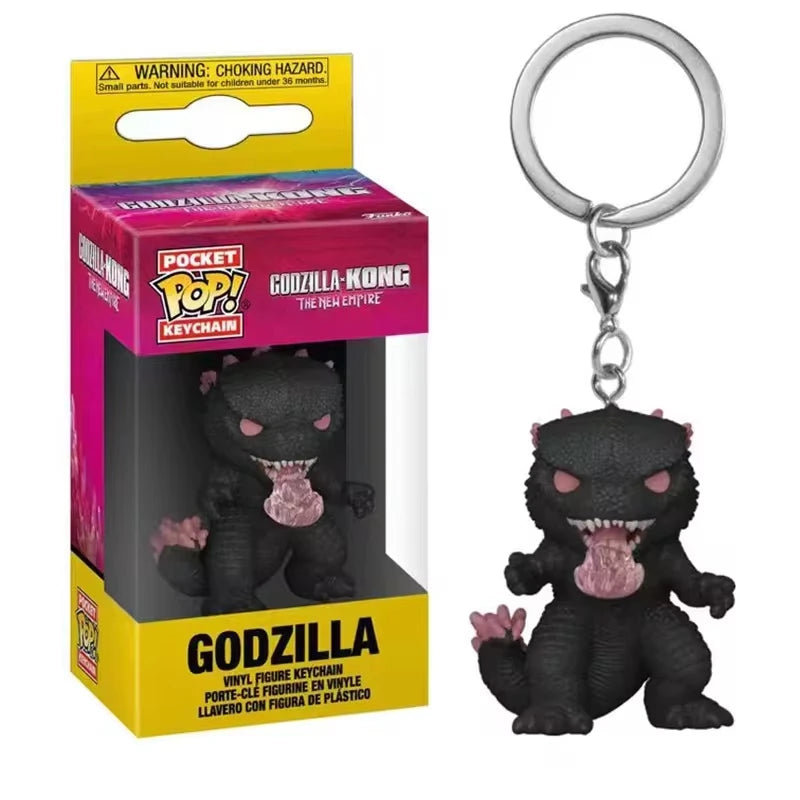 New Hot FUNKO POP Pocet! Keychains Movies the New Empire Godzilla VS. Kong Keychain Godzilla Kong Action Figure Keychains Toys