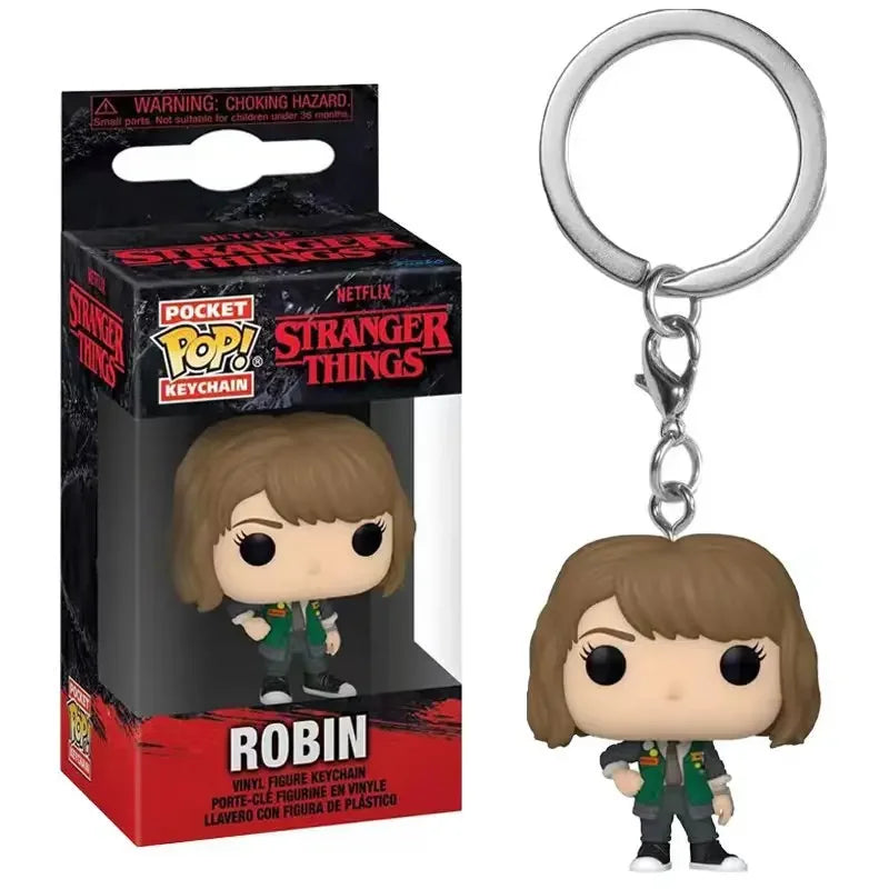 Funko POP NEW  ELEVEN Demogorgon DUSTIN Barb Steve Robin Keychain Toy Vinyl Figure Pocket Keychain Model Kid Toys