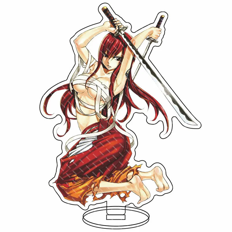 16CM Anime Figure FAIRY TAIL Natsu Dragneel Lucy Heartfilia Erza Scarlet Wendy Marvell Cos Acrylic Big Stand Ornaments Gifts