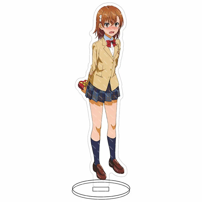16CM Anime Figure A Certain Scientific Railgun‌ Misaka Mikoto Shirai Kuroko Uiharu Kazari Cos Acrylic Stand Ornaments Gifts