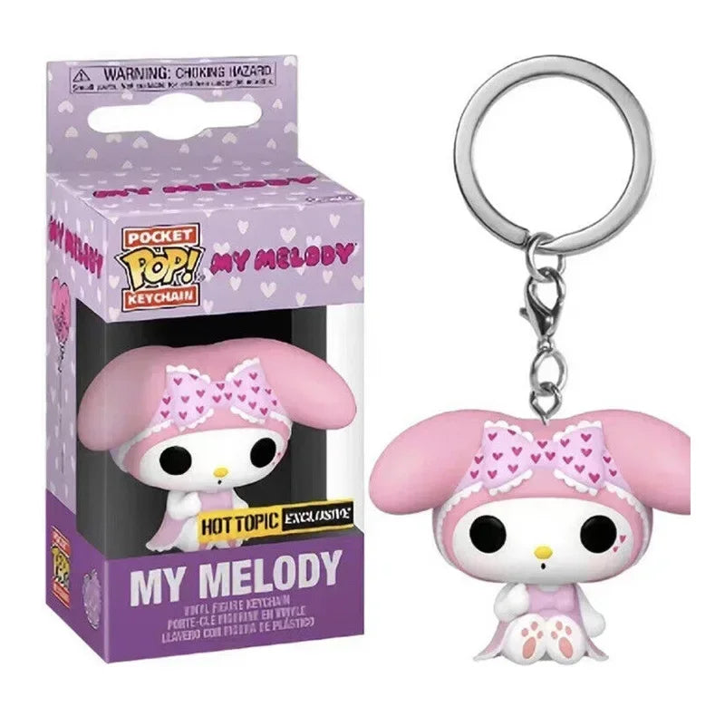 Funko Pop My Melody Kuromi with Baku Keychain Toy Hello Kitty Pochacco Devil Kuromi Pocket Pop Keychain Collectible Model Toys