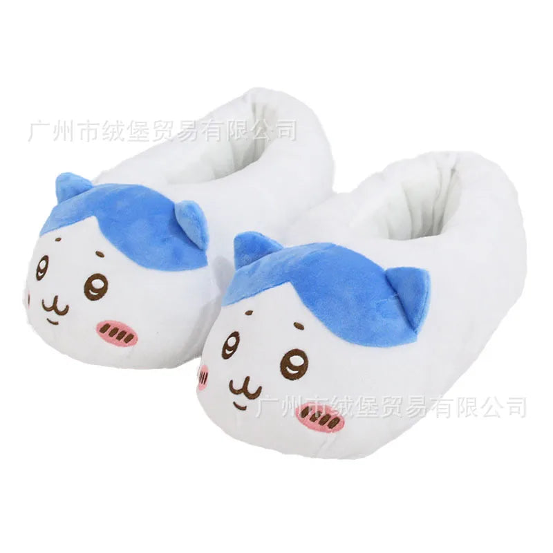 Anime Chiikawa Hachiware Women Plush Slippers Kawaii Usagi Cartoon Couple Comfort Home Warm Cute Girl Cotton Slippers Gifts