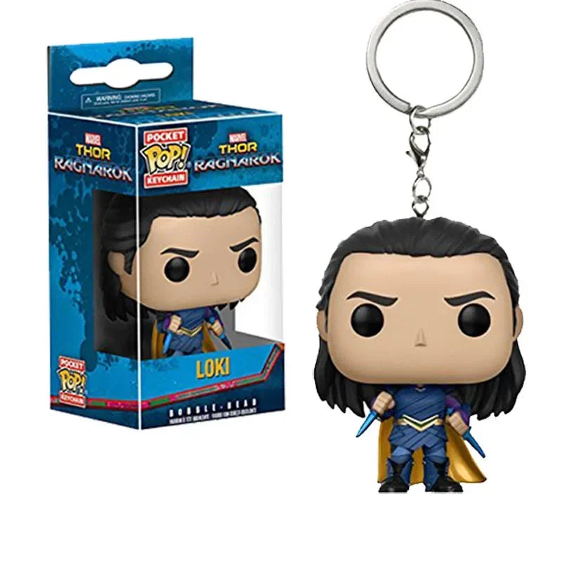 FUNKO POP The Avengers Marvels Iron Man Rocket Spider-man Hulk Loki Thor Captain America Panther Pocket Keychain Model Toys Gift