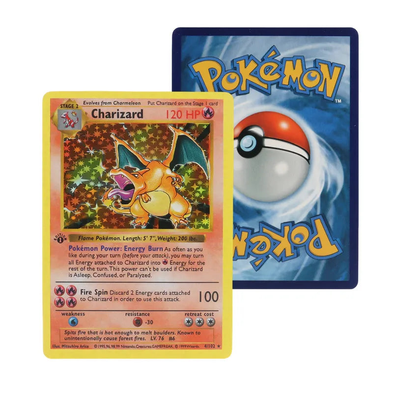 151Pcs 1996 first generation Pokémon card Charizard Pikachu Mewtwo Blastoise Collecting card toys English version French version