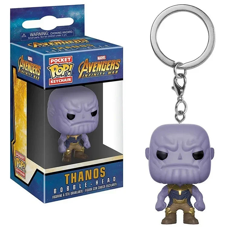 FUNKO POP The Avengers Marvels Iron Man Rocket Spider-man Hulk Loki Thor Captain America Panther Pocket Keychain Model Toys Gift