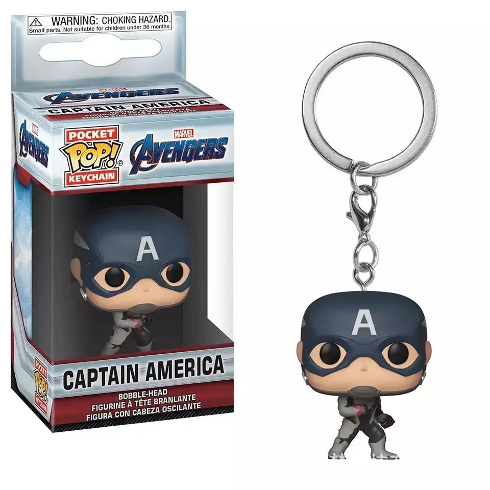 FUNKO POP The Avengers Marvels Iron Man Rocket Spider-man Hulk Loki Thor Captain America Panther Pocket Keychain Model Toys Gift