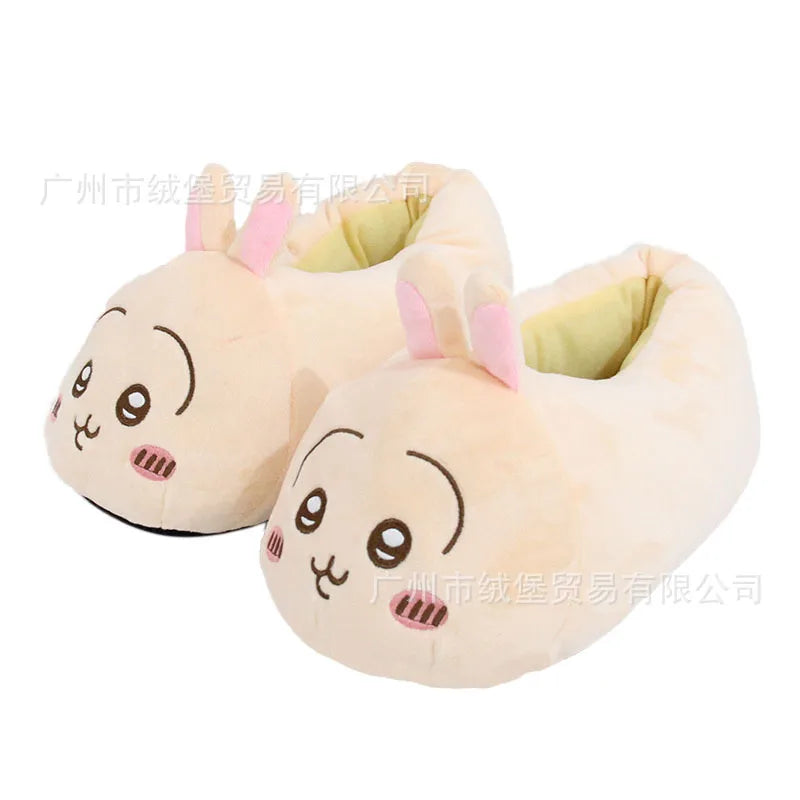 Anime Chiikawa Hachiware Women Plush Slippers Kawaii Usagi Cartoon Couple Comfort Home Warm Cute Girl Cotton Slippers Gifts