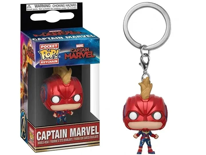 FUNKO POP The Avengers Marvels Iron Man Rocket Spider-man Hulk Loki Thor Captain America Panther Pocket Keychain Model Toys Gift