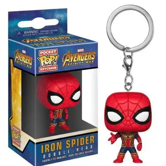 FUNKO POP The Avengers Marvels Iron Man Rocket Spider-man Hulk Loki Thor Captain America Panther Pocket Keychain Model Toys Gift