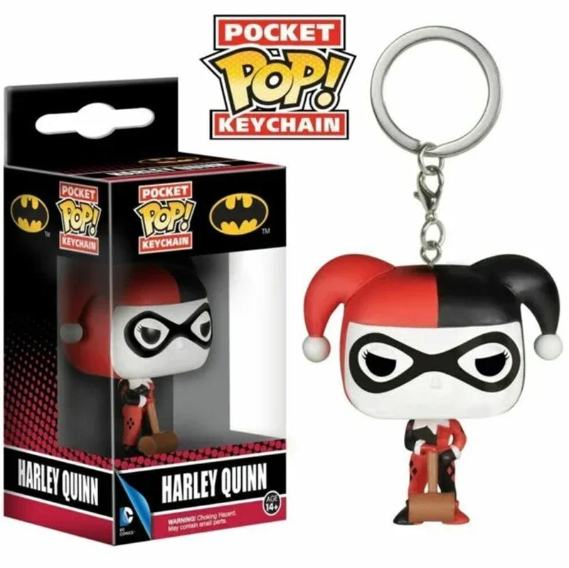 FUNKO POP Movies Suicide Squad The Joker Harley Quinn King Shark Keychain Toy Action Figure Collection Toys for Kids with Box