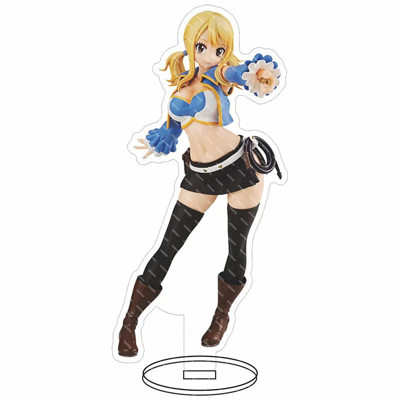 16CM Anime Figure FAIRY TAIL Natsu Dragneel Lucy Heartfilia Erza Scarlet Wendy Marvell Cos Acrylic Big Stand Ornaments Gifts