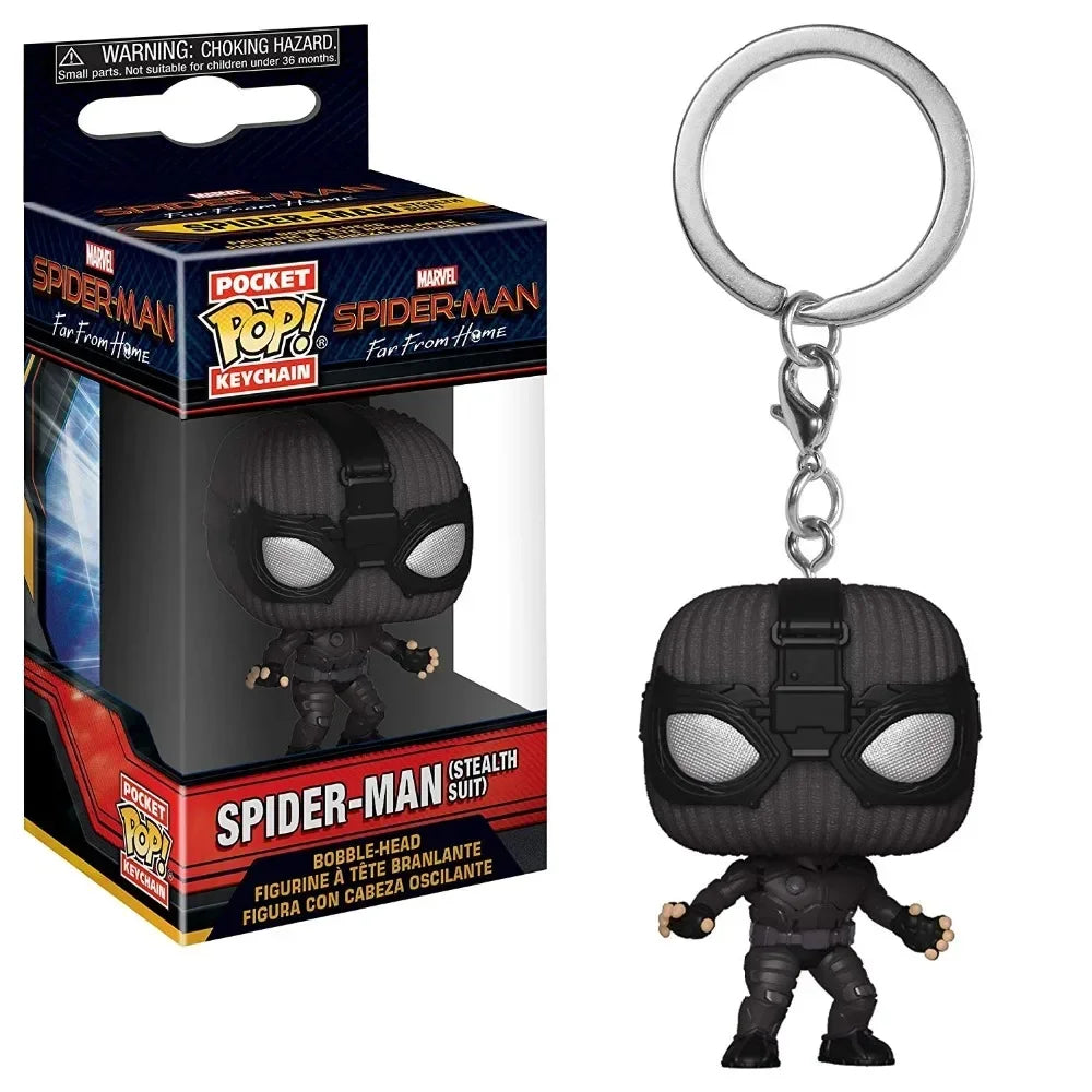 FUNKO POP The Avengers Marvels Iron Man Rocket Spider-man Hulk Loki Thor Captain America Panther Pocket Keychain Model Toys Gift