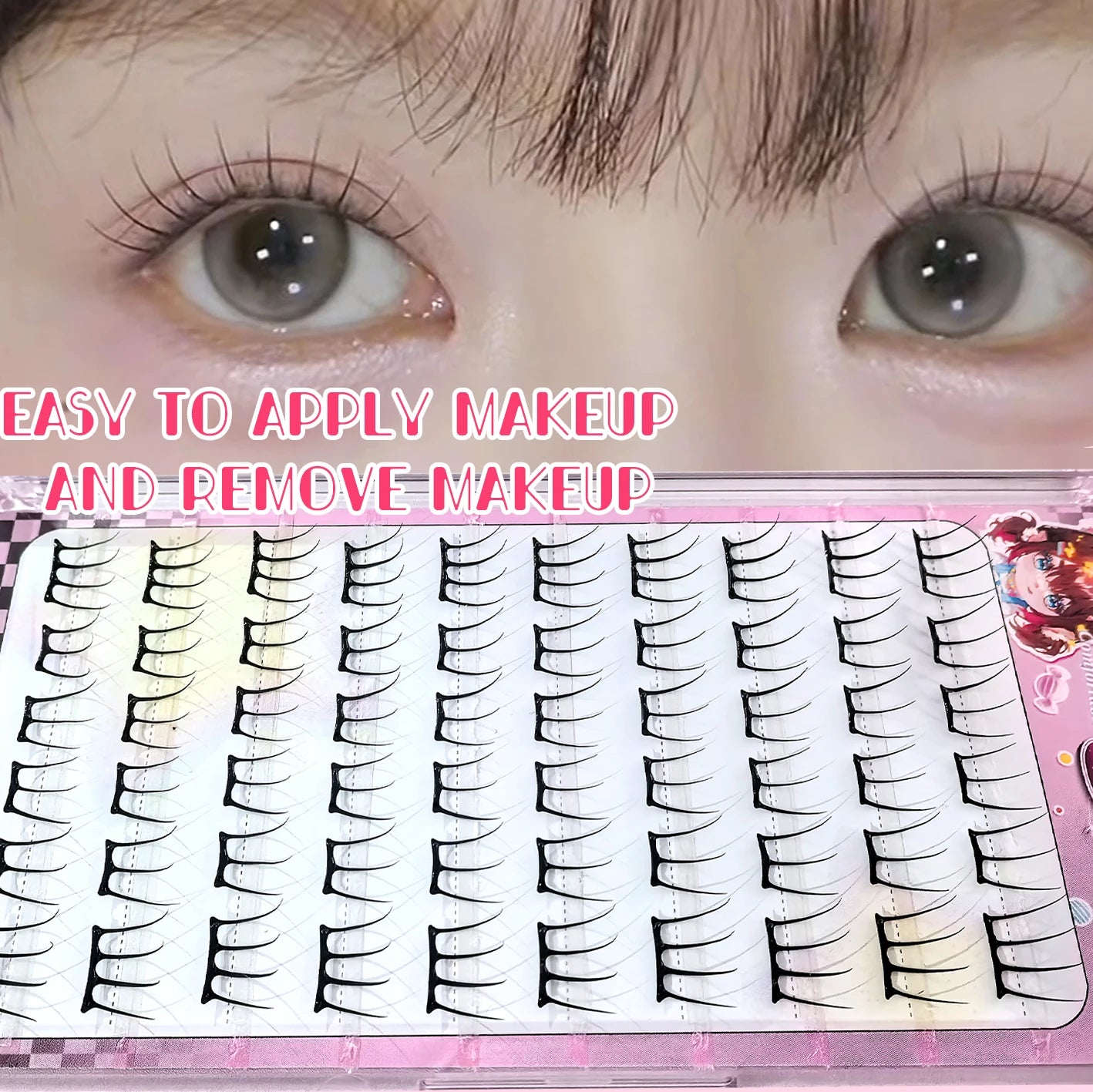 Korean Stylish False Eyelashes K-pop Inspired Design Comic Fluffy Clustered Slender Self-Adhesive Perfect for Everyday